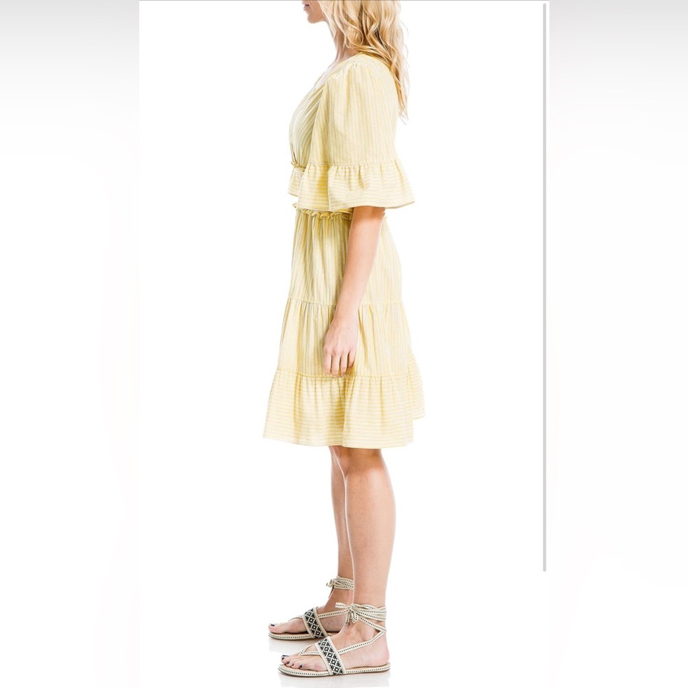Max Studio Women’s Yarn Dye 3/4-Sleeve Mini Dress, Yellow size Small (like new) - Picture 9 of 16